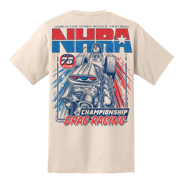 NHRA 75th Throwback Pocket T-Shirt in White - Back View