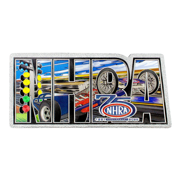 NHRA 75th Letters Foil Magnet In Multi-Color - Front View