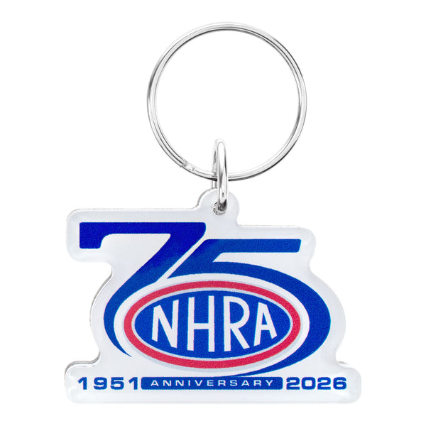 NHRA 75th Logo Keychain In Blue - Front View