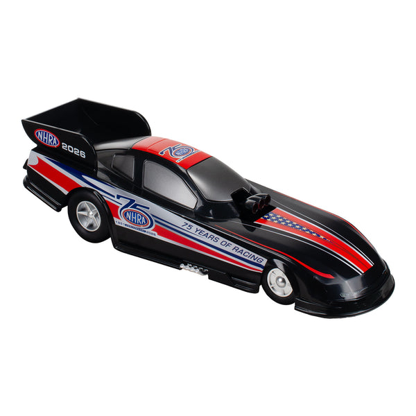 NHRA 75th Black Plastic Toy Funny Car - Front Right View