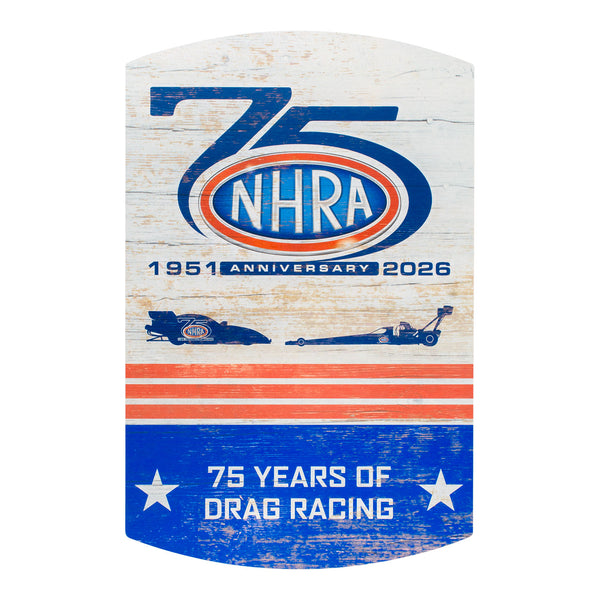 NHRA 75th Wood Sign In Multi-Color - Front View