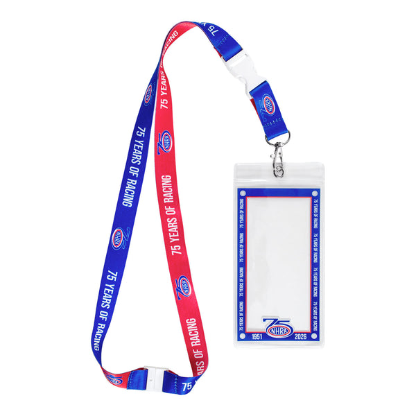 NHRA 75th Pitpass Holder & Lanyard Combo In Multi-Color - Front View