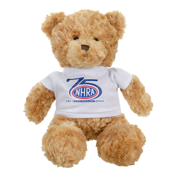 NHRA 75th Plush Bear In Brown & White - Front View