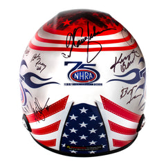 NHRA 75th Autographed Full Size Helmet in Blue - Back View