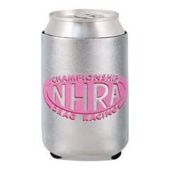 NHRA Fast & Fierce Can Cooler In Silver & Pink - Back View