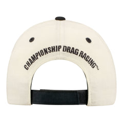 Ladies NHRA Glitter Flames Velcro Hat In Tan, Black & Red - Back View