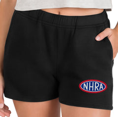 NHRA Ladies Classic Black Shorts - Front View Close Up 