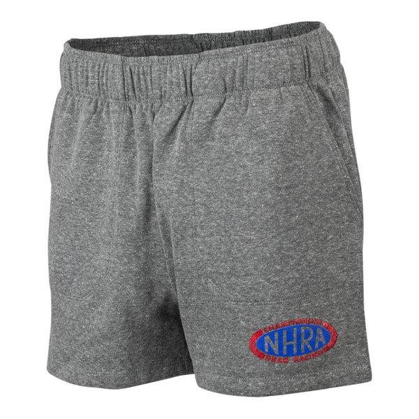 Ladies NHRA Logo Shorts In Grey - Front View