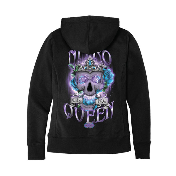 Ladies Nitro Queen Sweatshirt In Black & Purple - Back View