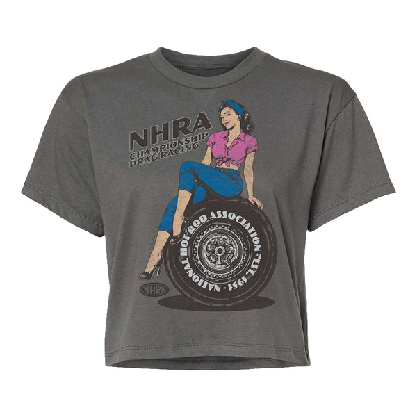 Ladies Hot Rod Vintage Crop Top - Front View
