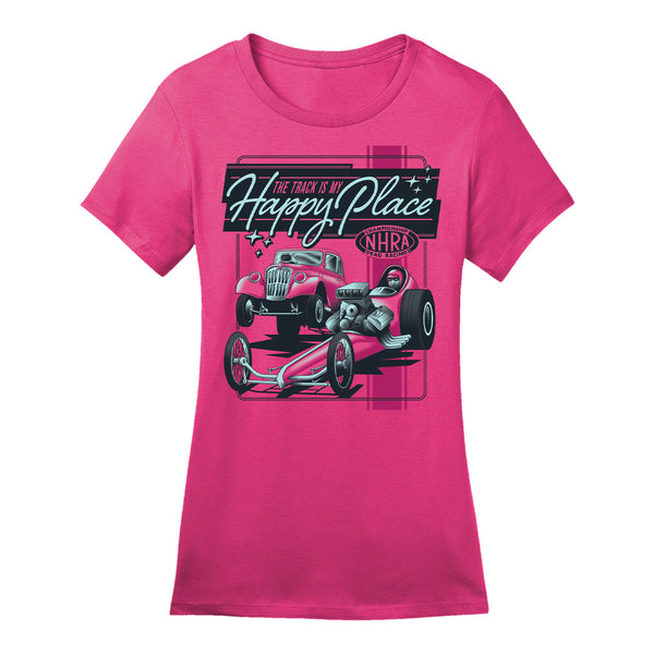 Ladies Track is My Happy Place T-Shirt - Front View