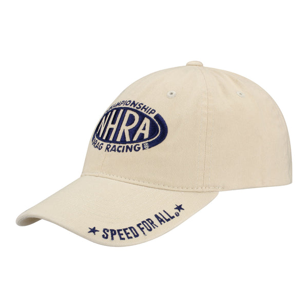 NHRA Speed For All Hat In Tan - Angled Left Side View