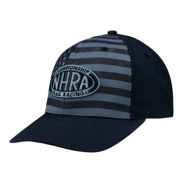 NHRA Tonal Flag Hat In Black & Grey - Angled Left Side View