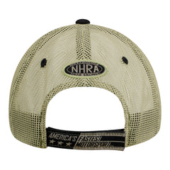 NHRA Leather Military Hat in Black and Tan - Back View