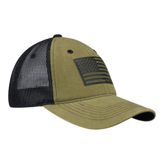 NHRA Military Leather Flag Hat - Angled Right Side View