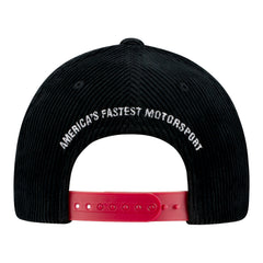 NHRA Dedicated To Safety Corduroy Snap Hat In Black - Back View