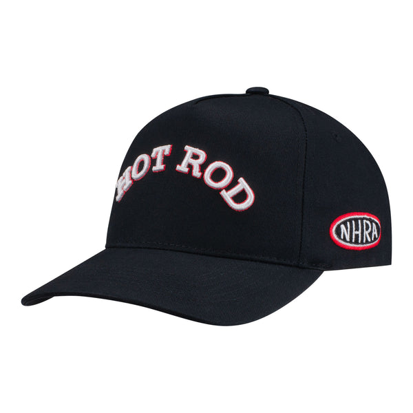 NHRA Hot Rod Snap Hat in Black - Front Left View