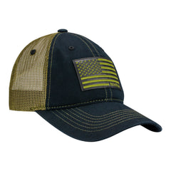 NHRA Military Leather Flag Velcro Hat in Blue - front right view