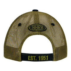 NHRA Military Leather Flag Velcro Hat in blue - back view