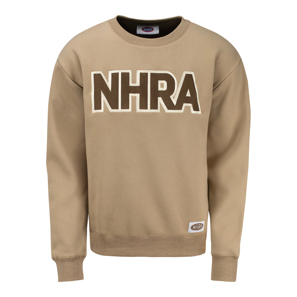 NHRA Collegiate Crew Sweatshirt in Brown - Front View