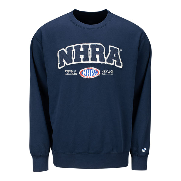 Collegiate NHRA Crewneck Sweatshirt in Blue - Front View