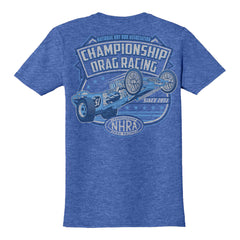 Retro NHRA Hot Rod T-Shirt in Blue - Back View
