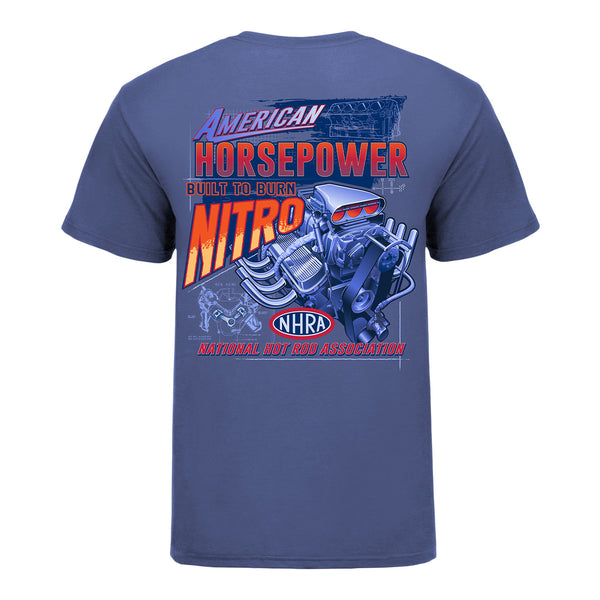 NHRA American Horsepower T-Shirt In Blue - Back View