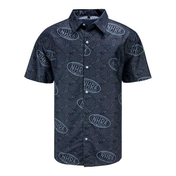 NHRA Tonal Hawaiian Shirt in Blue - Front View
