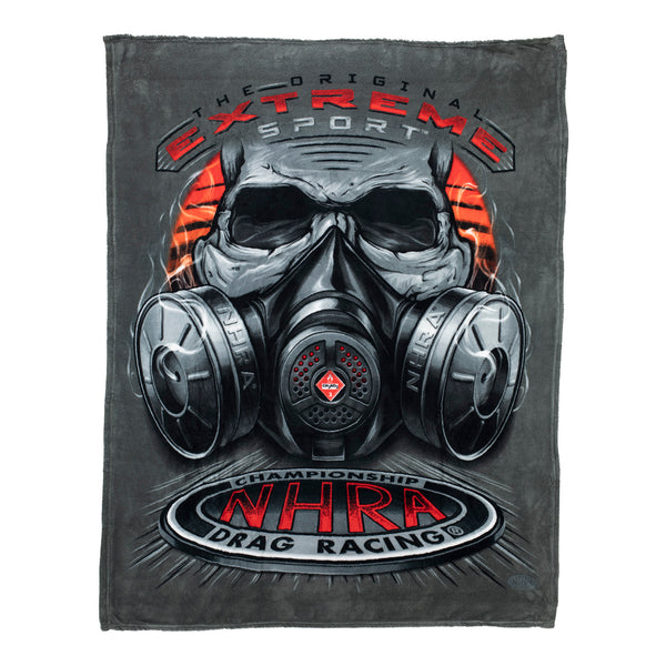 Gas Mask Blanket In Grey & Red - Front View