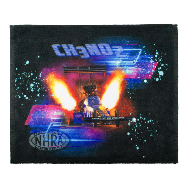 CH3NO2 Sublimated Towel in Black - Front View