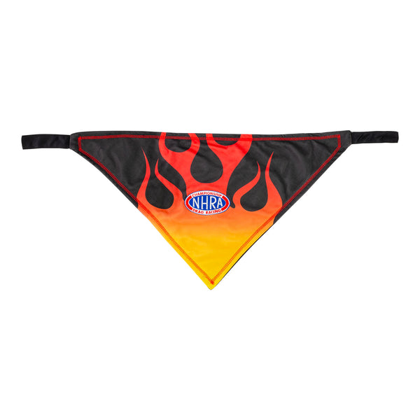 NHRA Flames Dog Bandana in Black - Front View