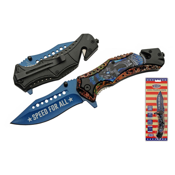Nitro Junkie Folding Knife In Blue - Front View