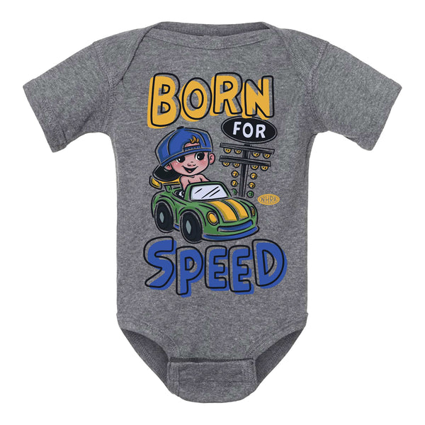 Infant Born For Speed Onesie In Grey - Front View