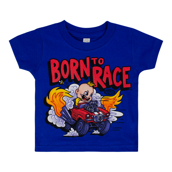 Born To Race Toddler T-Shirt in Blue - Front View