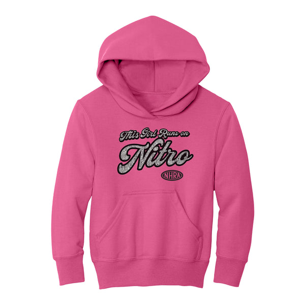 Youth This Girl Runs On Nitro Sweatshirt In Pink - Front View