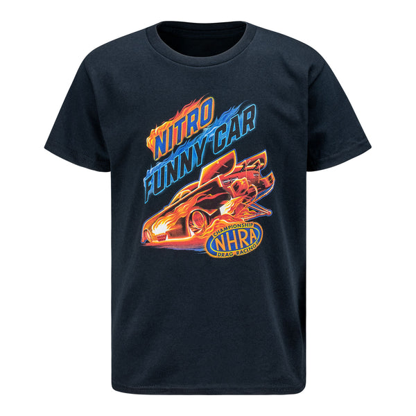 Youth Funny Car Flame T-Shirt - Front View