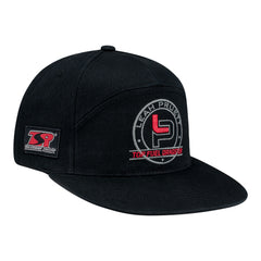Leah Pruett Black Flatbill Snap Hat In Black & Red - Angled Right Side View