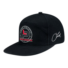 Leah Pruett Black Flatbill Snap Hat In Black & Red - Angled Left Side View