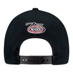 Leah Pruett Black Flatbill Snap Hat In Black & Red - Back View