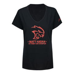 Matt Hagan Hellcat Ladies Shirt in Black - Front View