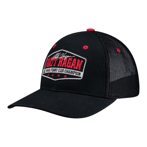 Matt Hagan 4X Funny Car Champ Flex-Fit Hat In Black & Red - Angled Left Side View