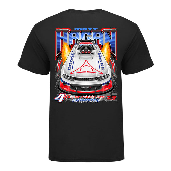 Matt Hagan Funny Car Head On Shirt in Black - back View