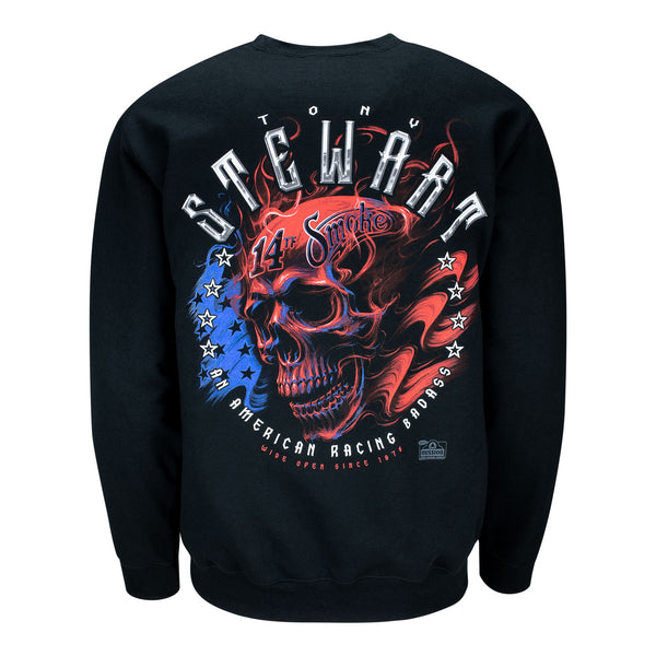 Tony Stewart Americana Smoke Skull Sweatshirt - Black - Back View