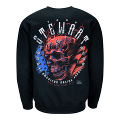 Tony Stewart Americana Smoke Skull Sweatshirt - Black - Back View