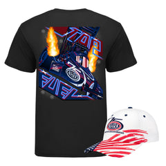 NHRA 75th Anniversary Bundle - Americana Flag Hat & Neon Top Fuel Tee - Front View