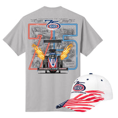 NHRA 75th Anniversary Bundle - Americana Flag Hat & Heritage Tee - Front View