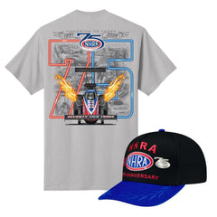 NHRA 75th Anniversary Bundle - Collectors Pin Hat & Heritage Tee - Front View