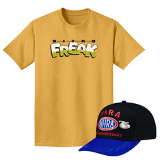 NHRA 75th Anniversary Bundle - Collectors Pin Hat & Nitro Freak Tee - Front View