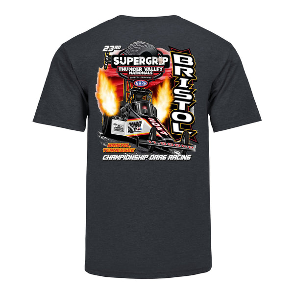 Super Grip NHRA Thunder Valley Nationals Event Shirt in Grey - Back View