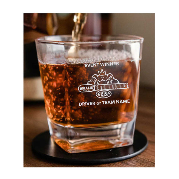 NHRA Winners Circle Set of 2 Rocks Custom Winners Rocks Glasses in Gift Box